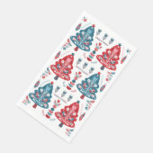 Roter und Blauer Weihnachtsbaum Blumennordische Mu Serviette (Ecke)