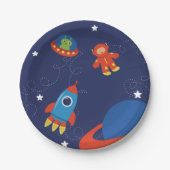 Roter und blauer Weltraum-Pappteller Pappteller (Vorderseite)