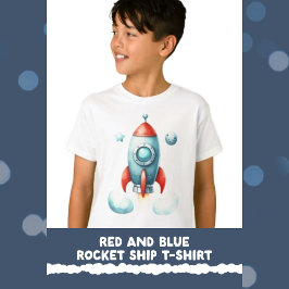 Roter und Blue Rocket Ship T - Shirt