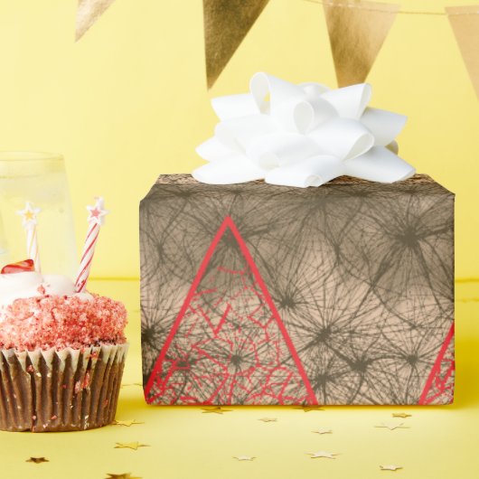 roter und brauner Hintergrund mit roter Grenze Geschenkpapier (Geburtstagsparty)