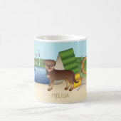 Roter und brauner Rottweiler mit Agility-Ausrüstun Kaffeetasse (Mittel)