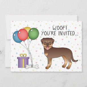 Roter und brauner Rottweiler Süßer Cartoon-Hund - Einladung