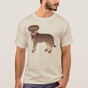 Roter und brauner Rottweiler Süßer Cartoon-Hund T-Shirt