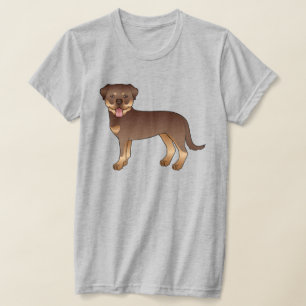 Roter und brauner Rottweiler süßer Cartoon-Hund T-Shirt