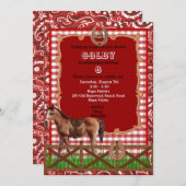 Roter und brauner Western - Einladung zu Pferd (Vorne/Hinten)