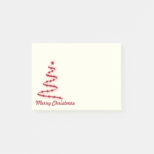 Roter und Elfenbein-Weihnachtsbaum mit Sternen Post-it Klebezettel (Vorderseite)