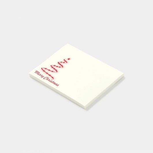 Roter und Elfenbein-Weihnachtsbaum mit Sternen Post-it Klebezettel (angewinkelt)