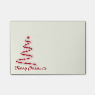 Roter und Elfenbein-Weihnachtsbaum mit Sternen Post-it Klebezettel