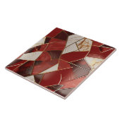 Roter und elfenbeinfarbener Marmoreffekt-Patchwork Fliese (Seite)