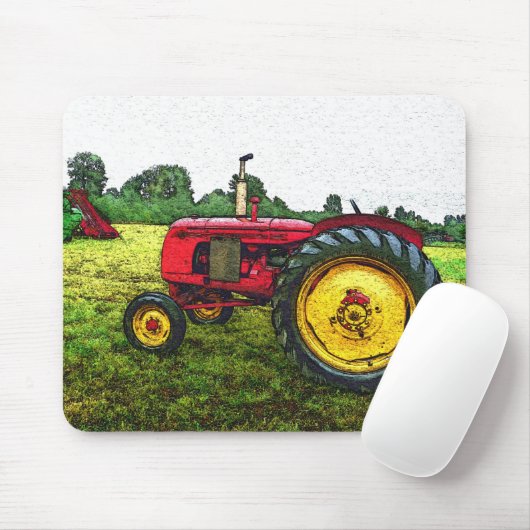 Roter und gelber Ackerschlepper Mousepad (Mit Mouse)