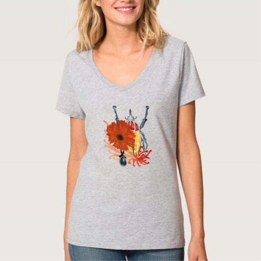 Roter und gelber Bug mit Blume T-Shirt (Vorderseite)