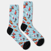 Roter und gelber Fisch mit blauem Hintergrund Socken (Rechts)