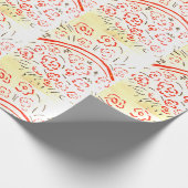 Roter und gelber Korb mit Handgriff Geschenkpapier (Ecke)