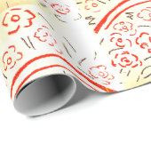 Roter und gelber Korb mit Handgriff Geschenkpapier (Rolleneckpunkt)