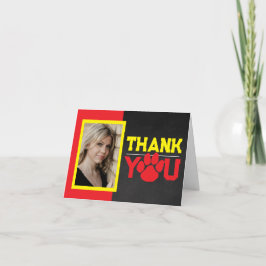 Roter und gelber Pawprint Abschluss 2 Foto Klappen Dankeskarte