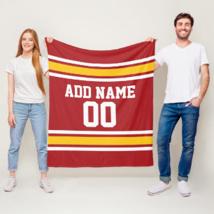 Roter und gelber Sport-Jersey-individueller Name Fleecedecke