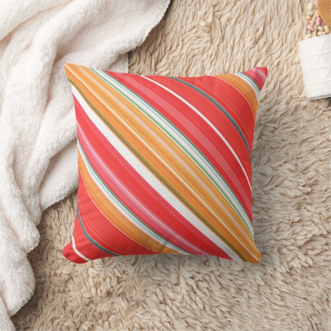 Roter und gelber Streifen und Kariert Kissen (Decke)