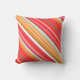 Roter und gelber Streifen und Kariert Kissen