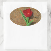 Roter und Gelber Tulip Ovaler Aufkleber (Tasche)