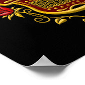 Roter und gelber Zuckerschädel mit Rose auf schwar Poster (Ecke)