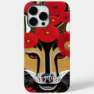 Roter und goldener abstrakter Fuchs mit Namensanpa Case-Mate iPhone 14 Pro Max Hülle