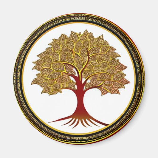 Roter und goldener Baum des Lebens Magnet (Vorne)