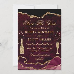 Roter und goldener falscher Glitter-Marmor-Achat-H Save The Date