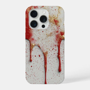 Roter und goldener Glitter tropft iPhone 15 Pro Hülle