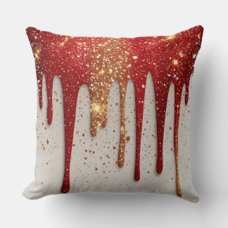 Roter und goldener Glitter tropft Kissen