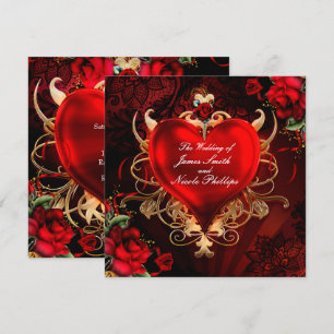 Roter und goldener gotischer Liebesromanze Herz Ho Einladung