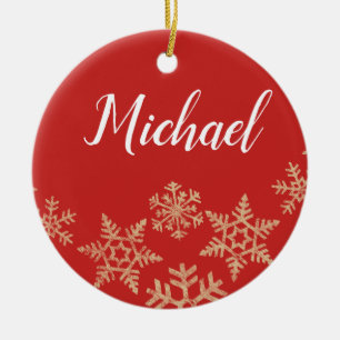 Roter und goldener Individuelle Name und Datum mit Keramik Ornament