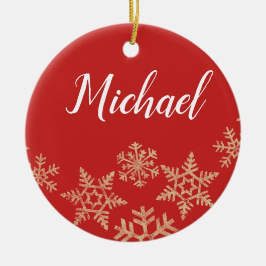 Roter und goldener Individuelle Name und Datum mit Keramik Ornament (Vorne)