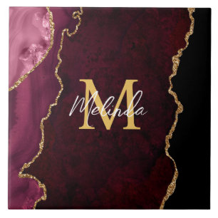 Roter und goldener Marmor-Achat Fliese
