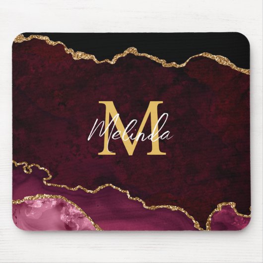 Roter und goldener Marmor-Achat Mousepad (Vorne)