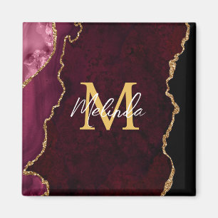 Roter und goldener Murmelmarmor Magnet