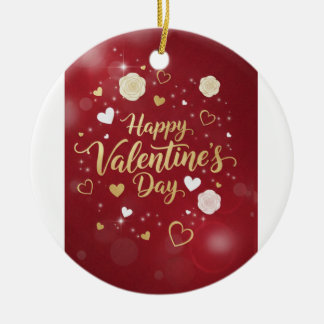 Roter und goldener Romantik-Grußkarte zum Valentin Keramik Ornament