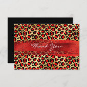 Roter und goldfarbener Leopard Pinselstrich Dankeskarte (Vorne/Hinten)