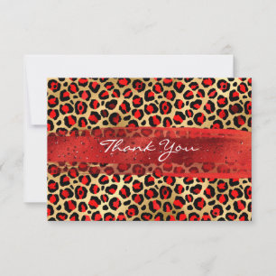 Roter und goldfarbener Leopard Pinselstrich Dankeskarte