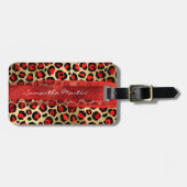 Roter und goldfarbener Leopard Pinselstrich Gepäckanhänger (Vorderseite horizontal)