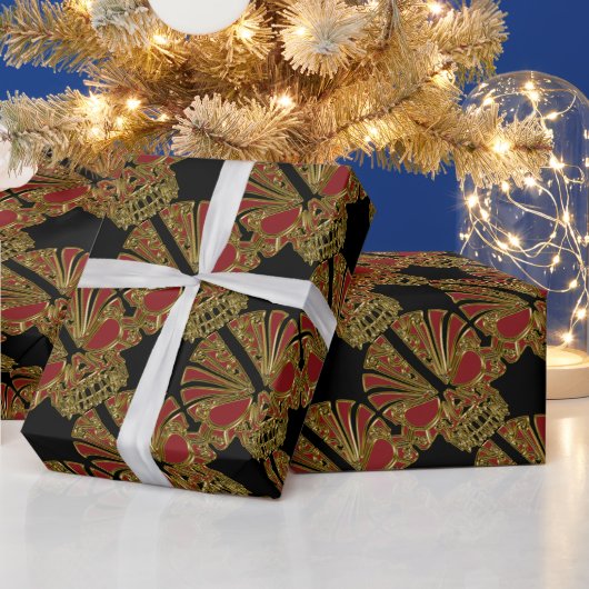 Roter und Goldzucker Geschenkpapier (Feiertage)