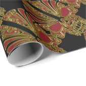 Roter und Goldzucker Geschenkpapier (Rolleneckpunkt)