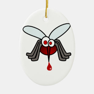 Roter und grauer Cartoon-Moskito mit Tropfen des Keramikornament