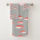 Roter und Grauer Fisch Badhandtuch Set (Insitu)