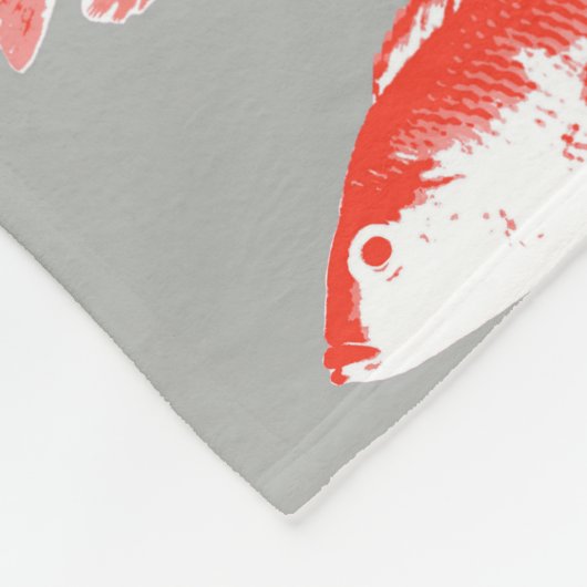 Roter und Grauer Fisch Fleecedecke (Ecke)