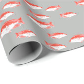 Roter und Grauer Fisch Geschenkpapier (Rolleneckpunkt)