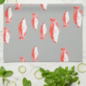 Roter und Grauer Fisch Geschirrtuch (Gefaltet)