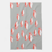 Roter und Grauer Fisch Geschirrtuch (Vertikal)