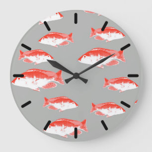 Roter und Grauer Fisch Große Wanduhr