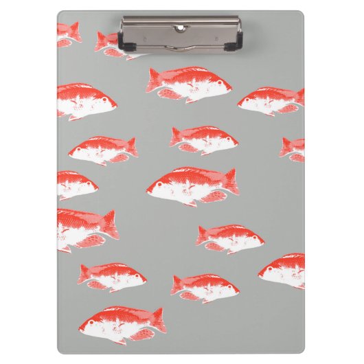 Roter und Grauer Fisch Klemmbrett (Vorderseite)