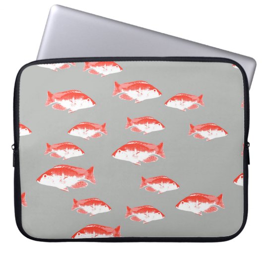 Roter und Grauer Fisch Laptopschutzhülle (Vorderseite)